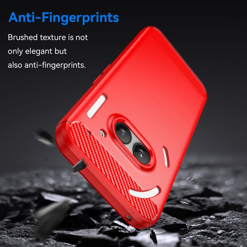 HuHa Protective Cover For Nothing Phone 2a Carbon Fiber Brushed Texture TPU Phone Case(Red) - Image 3