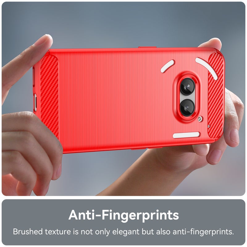 HuHa Protective Cover For Nothing Phone 2a Carbon Fiber Brushed Texture TPU Phone Case(Red) - Image 5