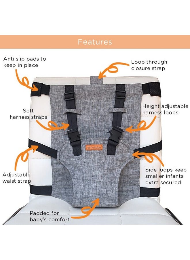liuliuby Compact Travel High Chair | Portable High Chair for Baby | Baby Travel Essential Harness Seat | Must Haves for Vacations, Restaurants, Family Visits with Babies | Portable Highchair Seat with Straps  - Image 3
