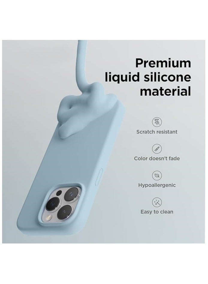 أكاليكس جراب سيليكون متوافق مع iPhone 15 Pro Max، جراب هاتف سيليكون سائل رفيع مع طبقات مطاطية ناعمة، ممتص صدمات مقاوم للصدمات مع بطانة من مادة TPU (أزرق فاتح) - Image 3