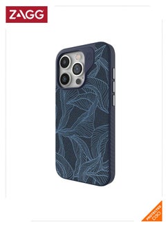 ZAGG Apple iPhone 15 Pro Case , ZAGG Cass - London Snap Series Magsafe Case - Navy Botanical  - Image 1