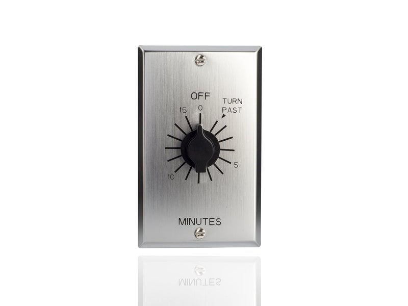 NSI TORK C515M Spring-Wound In-Wall Twist Timer with Commercial Style Metal Plate and 15-Minute Length for Automatic Shutoff of Motors or Lights, #12AWG, Metal-brushed Aluminum - Image 2