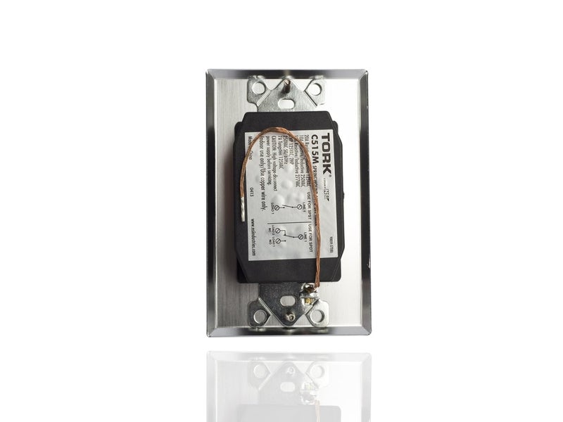 NSI TORK C515M Spring-Wound In-Wall Twist Timer with Commercial Style Metal Plate and 15-Minute Length for Automatic Shutoff of Motors or Lights, #12AWG, Metal-brushed Aluminum - Image 3