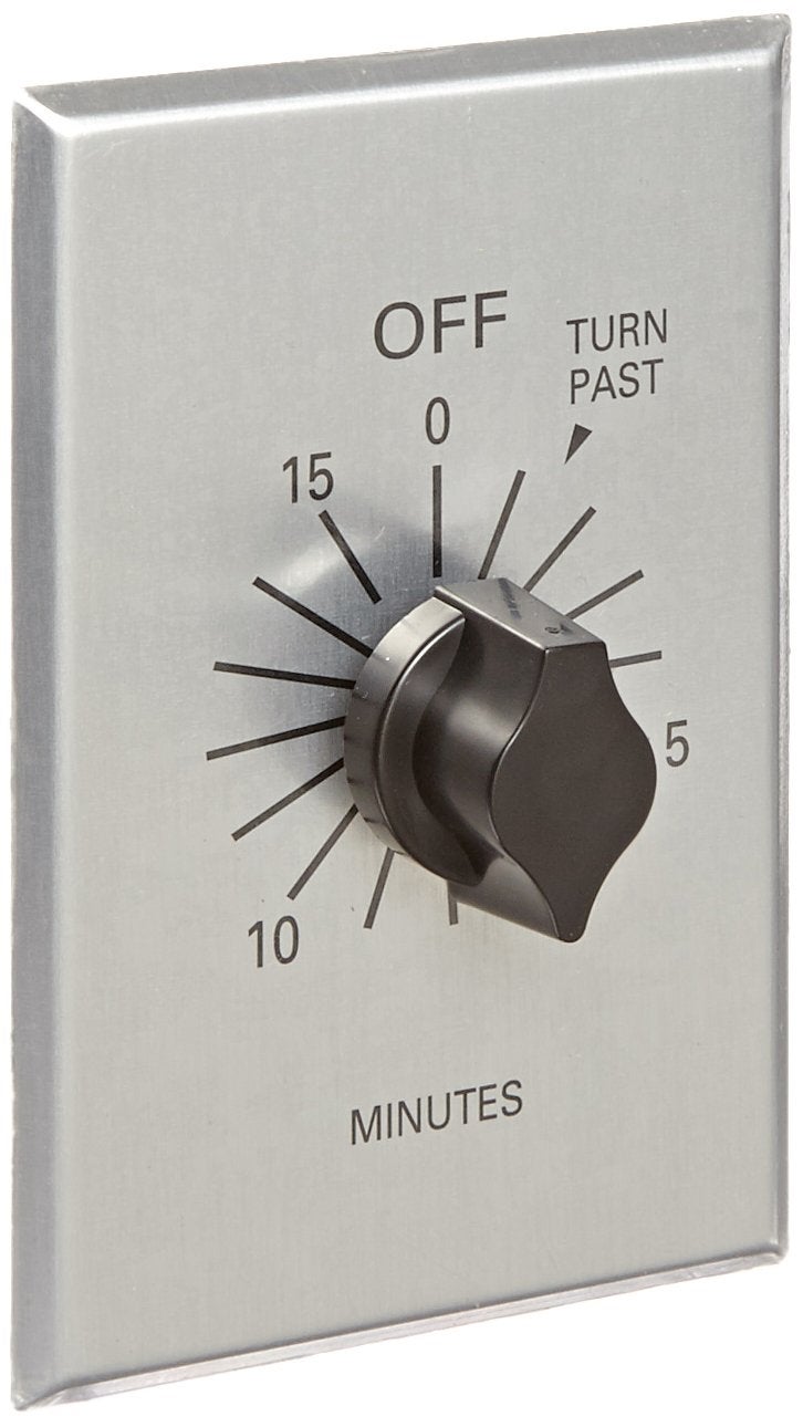 NSI TORK C515M Spring-Wound In-Wall Twist Timer with Commercial Style Metal Plate and 15-Minute Length for Automatic Shutoff of Motors or Lights, #12AWG, Metal-brushed Aluminum - Image 1