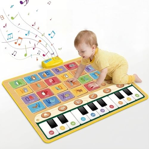 PATPAT® 100 * 70 CM 6 Instrument Piano Keyboard Musical Mat for Kids 1-6 Years, Learning Toys with 26 Letter Music Animal Touch Foldable Play Mat Educational Music Play Mat Toy Gift for Boys and Girls - Image 1