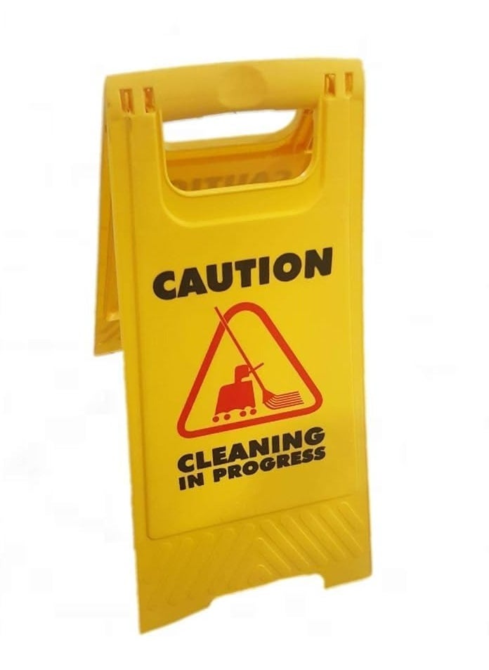 Scrolls - Caution Cleaning in Progress Warning Signs 2-Sided Yellow Caution Board for commercial use, Safety signage - Image 1