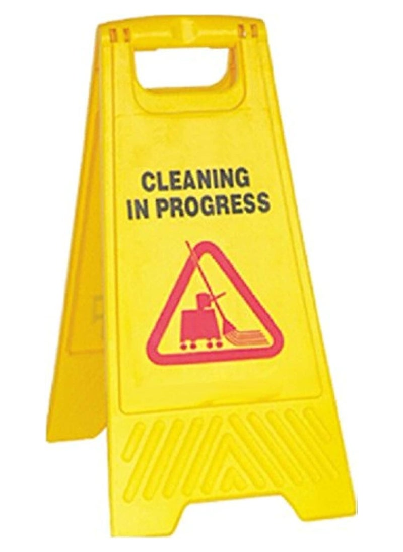 Scrolls - Caution Cleaning in Progress Warning Signs 2-Sided Yellow Caution Board for commercial use, Safety signage - Image 1