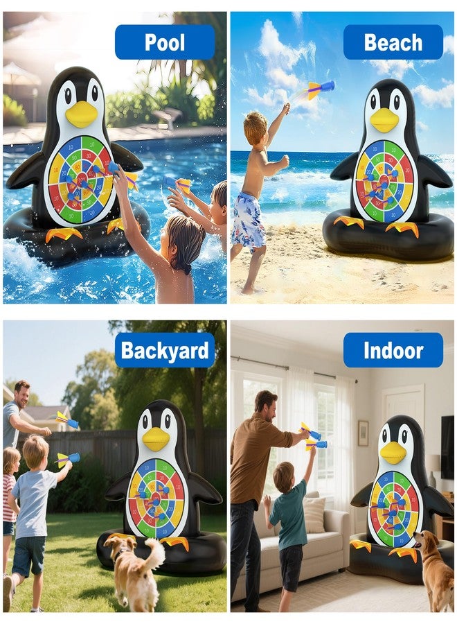 MOONTOY Pool Toys for Kids, Inflatable Penguin Dart Board Game, Pool Games for Beach & Backyard, Summer Water Toys for Boys Girls Ages 6-12, Teens & Adults (Pump Included) - Image 4