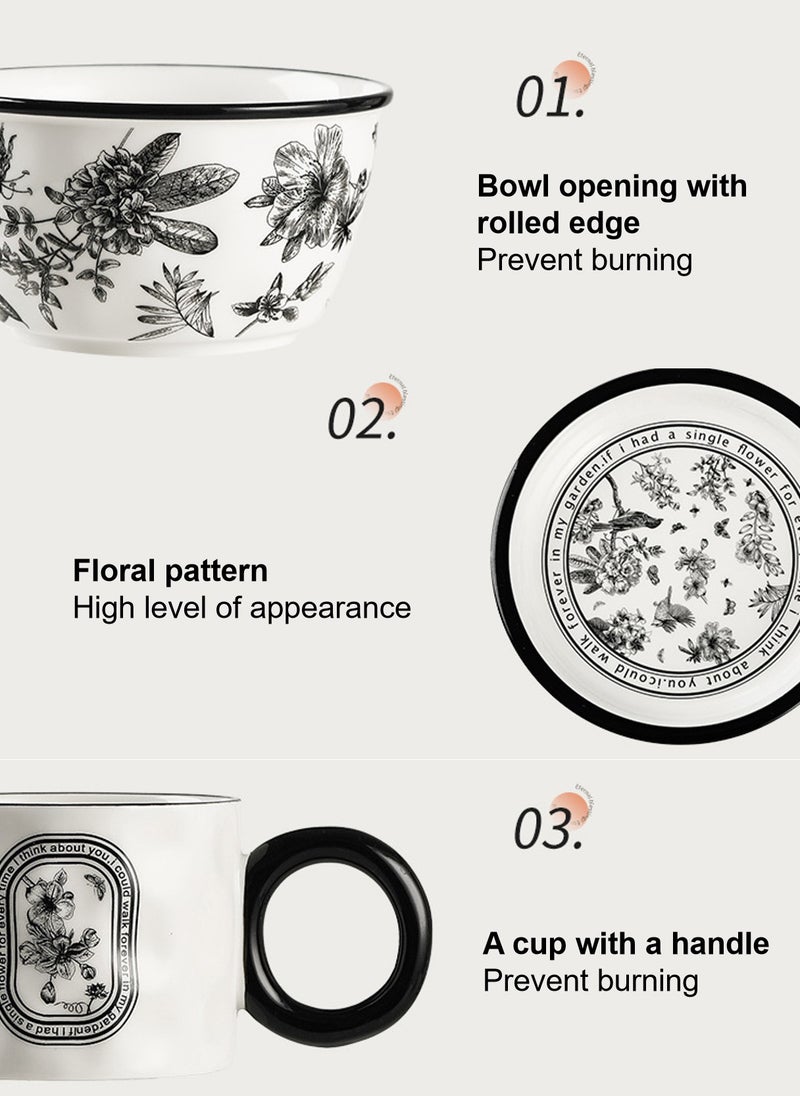 Ceramic Cutlery Gift Set, Set Of Two Bowls (4.6 "), Two Soup Bowls (6 "), Two Cups (300Ml), Two Plates (8 "), Two Pairs Of Chopsticks And Two Spoons, Suitable For Two People - Image 3