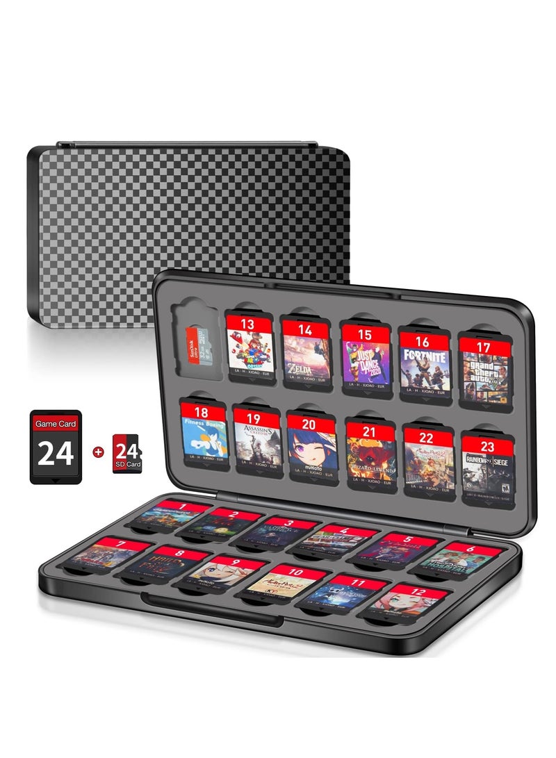 SYOSI Game Card Case for Nintendo Switch & Switch OLED with 24 Cartridge Slots and 24 Micro SD Card Storage, Slim Portable Game Organizer Traveler Gift Accessories with Magnetic Closure - Image 1