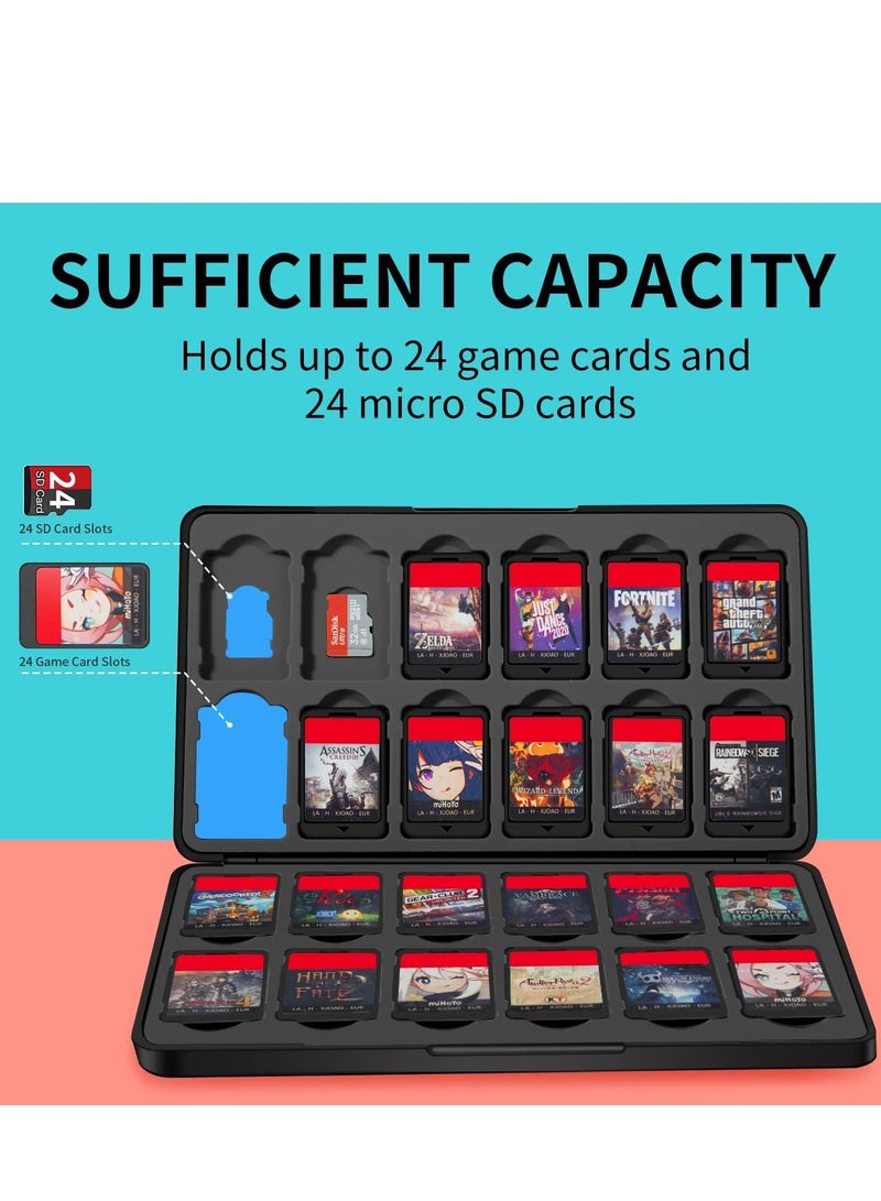 SYOSI Game Card Case for Nintendo Switch & Switch OLED with 24 Cartridge Slots and 24 Micro SD Card Storage, Slim Portable Game Organizer Traveler Gift Accessories with Magnetic Closure - Image 2