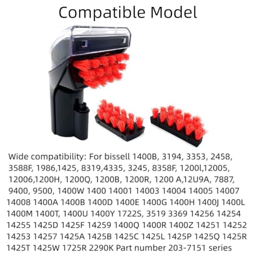 Sionlan 1400B 3in Little Green Machine Brush Replacement parts Compatible For bissell 1400B 3353 3194 2458 3588F 1986 1425 Multi-Purpose Portable Tough Stain Brush Tool Attachments Black （1+2）Pack - Image 2