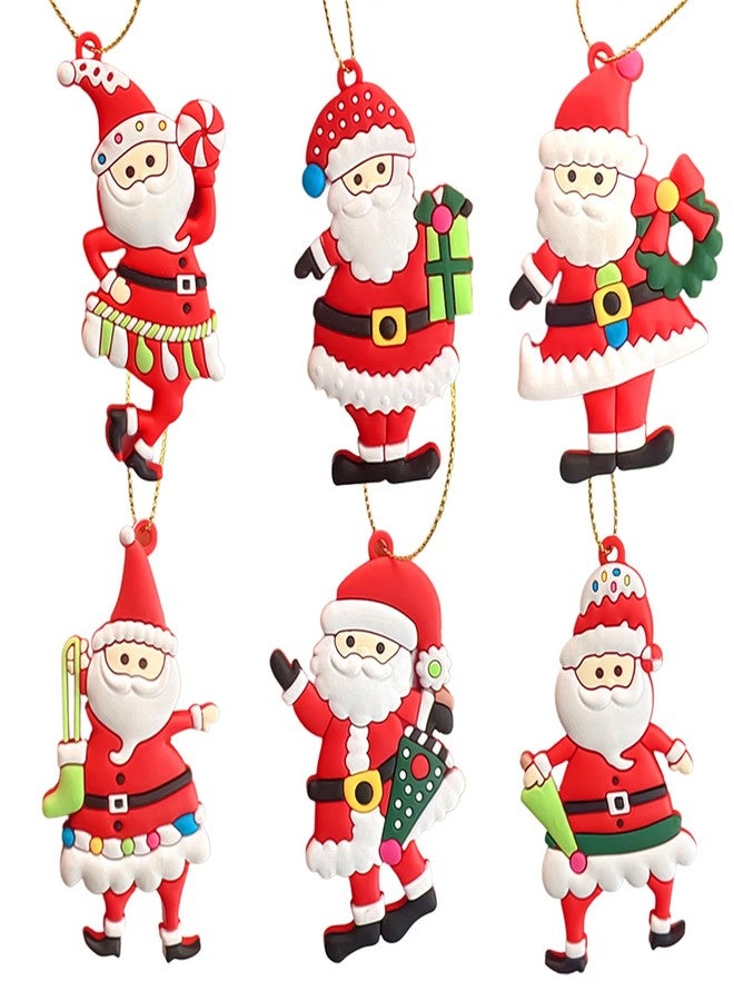 MANGOIT 6pcs Christmas Ornaments Cute Santa Claus Xmas Tree Decorations Santa Plastic Figurines Ornaments with Red Santa Claus for Christmas Tree Hanging Party Ornaments DIY Decor 3 Inch Tall - Image 1
