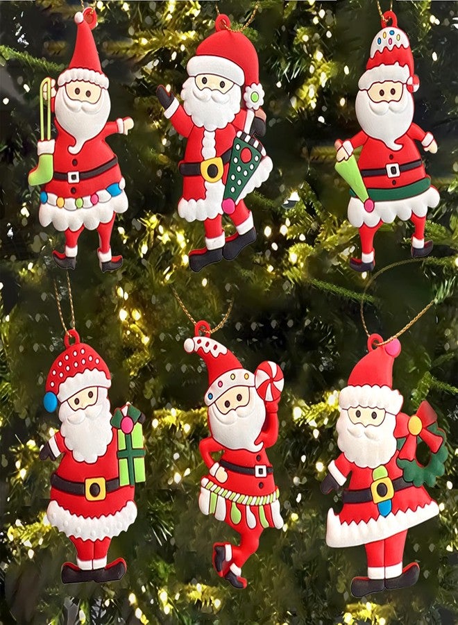 MANGOIT 6pcs Christmas Ornaments Cute Santa Claus Xmas Tree Decorations Santa Plastic Figurines Ornaments with Red Santa Claus for Christmas Tree Hanging Party Ornaments DIY Decor 3 Inch Tall - Image 2