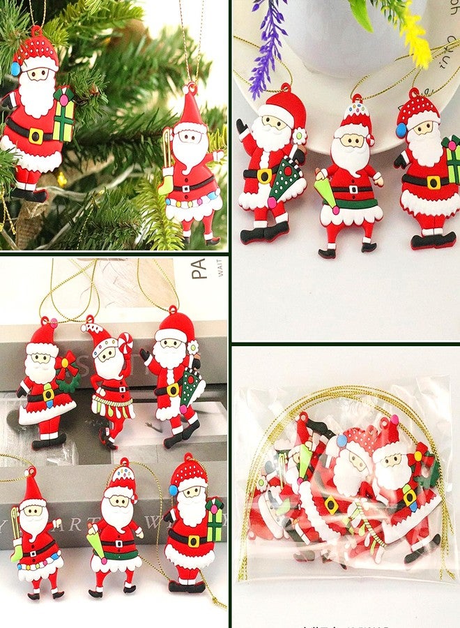 MANGOIT 6pcs Christmas Ornaments Cute Santa Claus Xmas Tree Decorations Santa Plastic Figurines Ornaments with Red Santa Claus for Christmas Tree Hanging Party Ornaments DIY Decor 3 Inch Tall - Image 4
