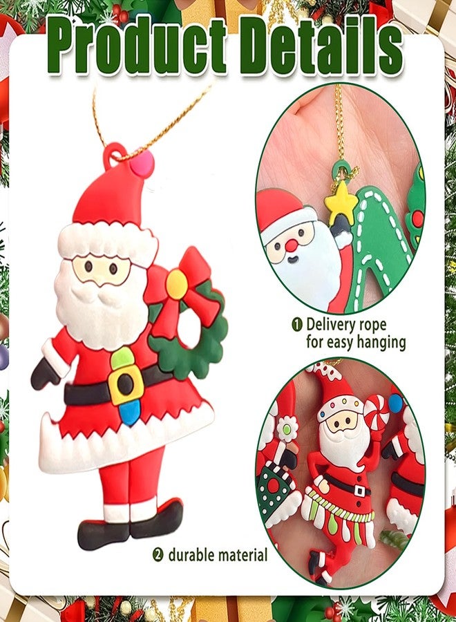 MANGOIT 6pcs Christmas Ornaments Cute Santa Claus Xmas Tree Decorations Santa Plastic Figurines Ornaments with Red Santa Claus for Christmas Tree Hanging Party Ornaments DIY Decor 3 Inch Tall - Image 3