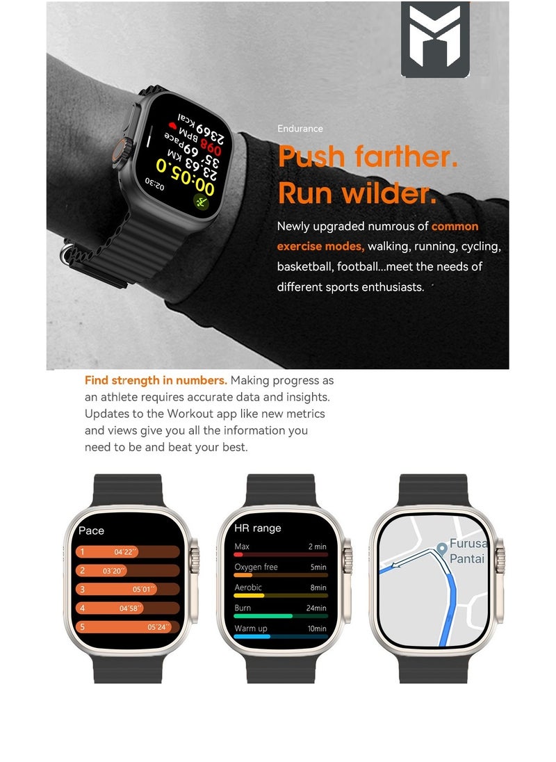 MOOGMAX - The Smart bundle package 2-in-1, Ultra smart watch 49MM Titanium case, works with gestures, all sports modes, heart and sleep measurements, supports NFC And Airbuds pro2 from Moogmax with noise cancel - Image 1