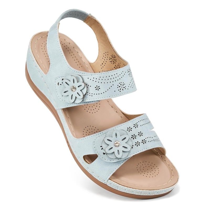 FUDYNMALC Sandals for Women Orthopedic Shoes Comfortable Dressy Womens Wedge Sandal Summer Walking Wedges Casual Platform Sandals with Adjustable Hook Loop
