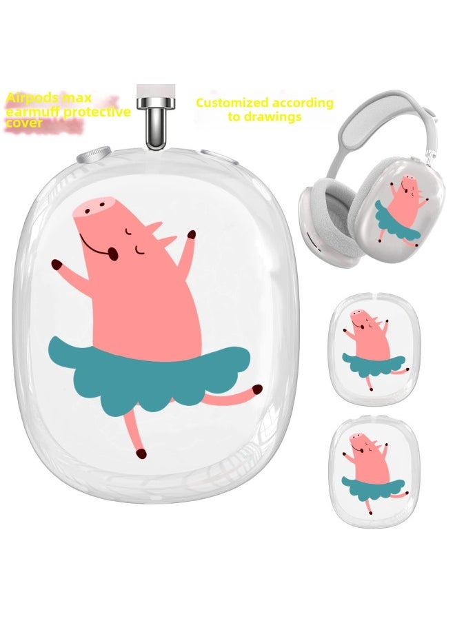 Generic - Suitable For Apple AirPods Max Headphone Protective Case Tpu Soft Rubber Ear Bag Cover Cartoon Pattern Customization-Specification:Transparent - Image 1