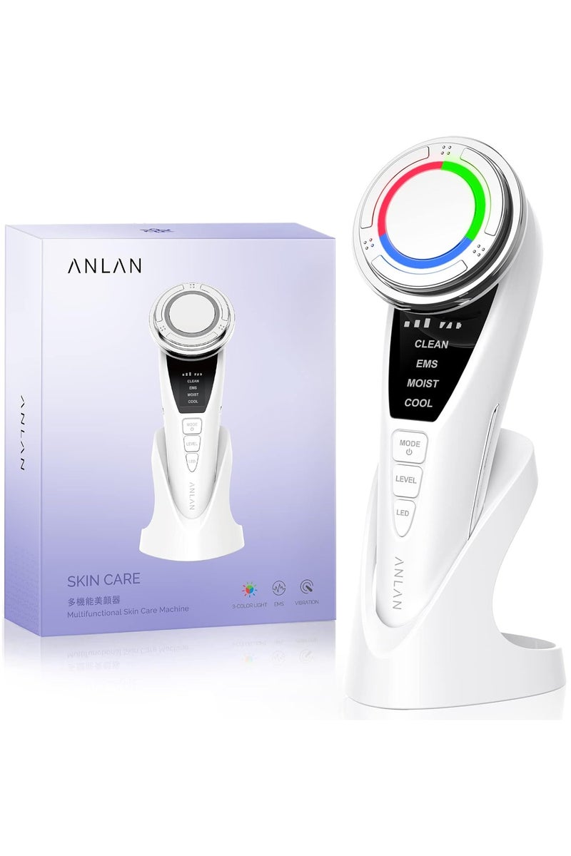 ANLAN ANLAN Face Massager, Ultrasonic Facial Machine Electric Skin Care Beauty Device With EMS+Heated/Cold+Ionic+Red/Blue Light for Cleaning,Make-up Remover,Wrinkle Removal,Skin Tightening  - Image 1