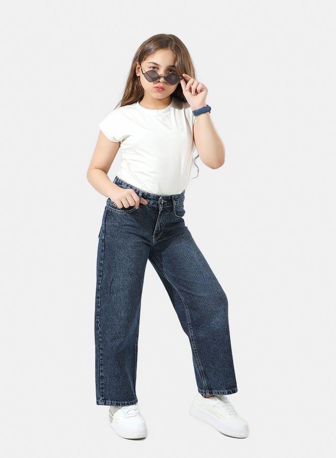 ريمينت بنطال جينزعريض للبنات - Image 3