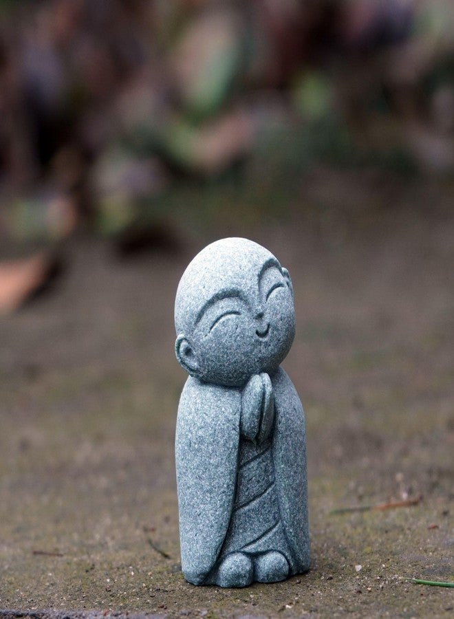 OwMell Japanese Jizo Monk Statue, Buddha Jizo Figurine Memorial Aquarium Statue Ornament - Tilt Smile - Image 3