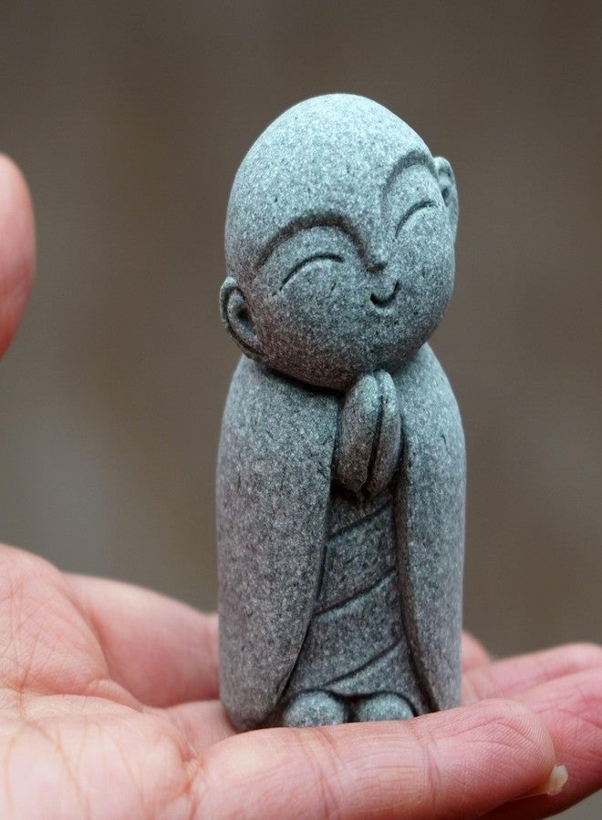 OwMell Japanese Jizo Monk Statue, Buddha Jizo Figurine Memorial Aquarium Statue Ornament - Tilt Smile - Image 4