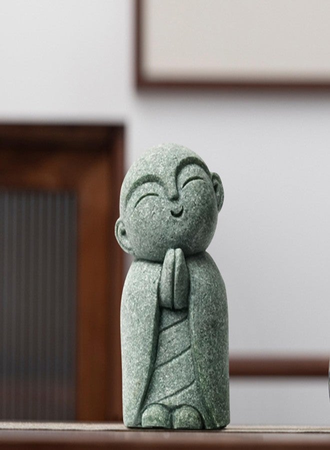OwMell Japanese Jizo Monk Statue, Buddha Jizo Figurine Memorial Aquarium Statue Ornament - Tilt Smile - Image 2