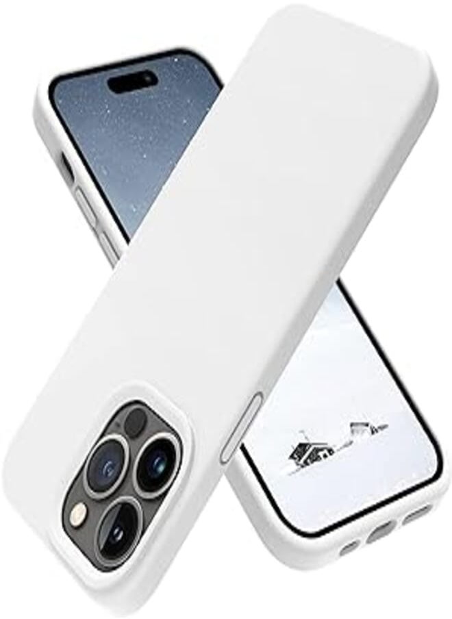 Next Next store Compatible with iPhone 14 Pro Max Case, Liquid Silicone Case, Full Body Protective Cover, Shockproof, Slim Phone Case, Anti-Scratch Soft Microfiber Lining (White) 