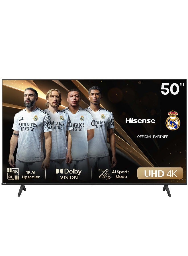 50 inch UHD 4K Smart TV | 60Hz | AI 4K Upscaler | Dolby Vision | Model 2024 | 50A6N Black