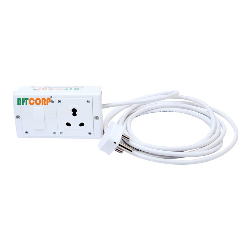 BITCORP لوحة تمديد بيتكورب 15A 16A 20A الثقيلة مع 1 مقبس 1 مفتاح 2500W واقي من زيادة التيار بسلك بطول 4 متر للأجهزة الكبيرة مثل الثلاجات وغسالات الملابس والميكروويف - Image 2