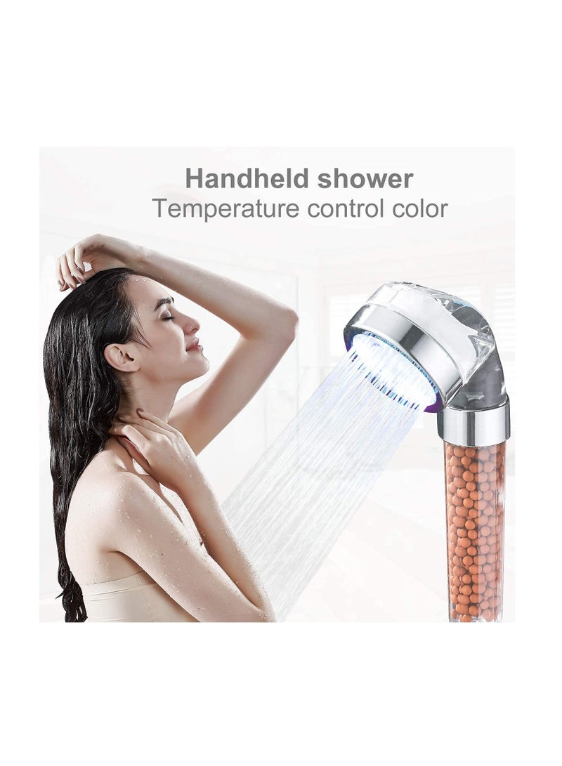 Y&D Shower Head LED Color Changing, Filter Filtration High Pressure Water Saving Spray Handheld Showerheads for Dry Skin & Hair with Temperature-Controlled Heads - Image 1