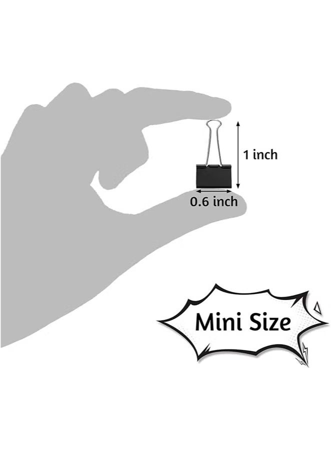 Sunspire Mini Binder Clips, 60Pack - 0.6 Inch, Standard 15mm, Fold Clamp Design, 0.23 Inch Capacity Paper Clips- Essential Office Supplies, Ideal for Micro Binding and Paper Organization  - Image 2