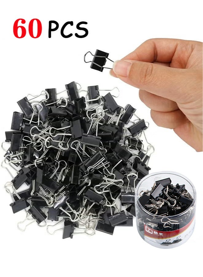 Sunspire Mini Binder Clips, 60Pack - 0.6 Inch, Standard 15mm, Fold Clamp Design, 0.23 Inch Capacity Paper Clips- Essential Office Supplies, Ideal for Micro Binding and Paper Organization  - Image 1