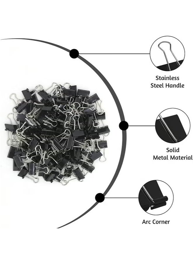 Sunspire Mini Binder Clips, 60Pack - 0.6 Inch, Standard 15mm, Fold Clamp Design, 0.23 Inch Capacity Paper Clips- Essential Office Supplies, Ideal for Micro Binding and Paper Organization  - Image 3