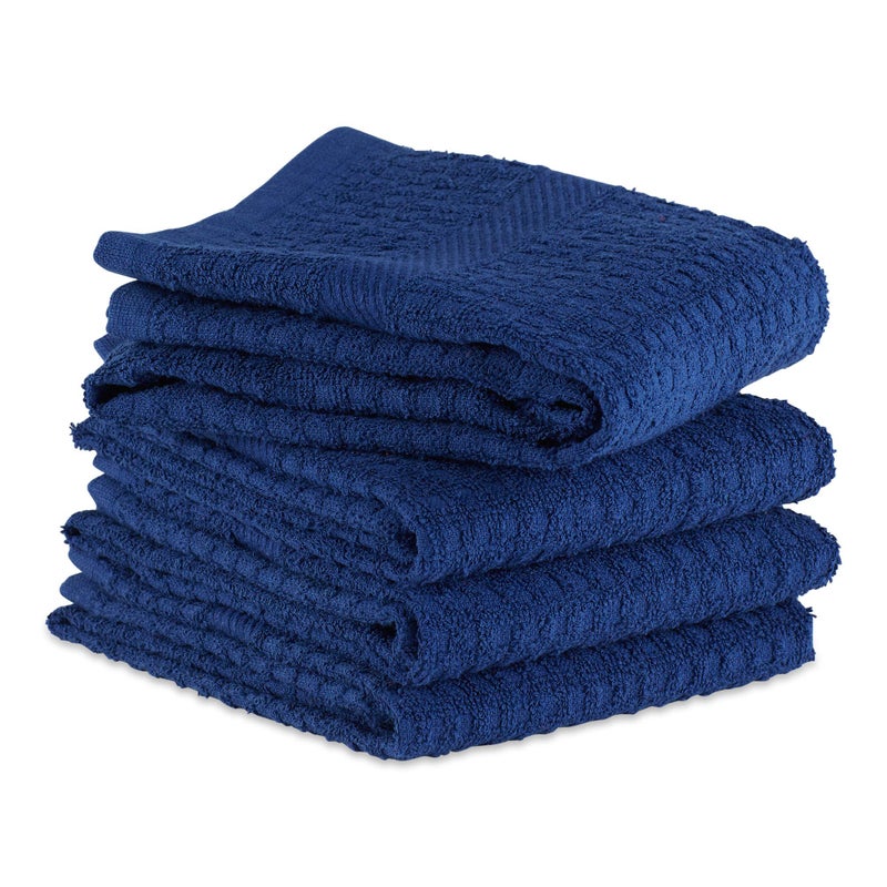 DII Basic Terry Collection Waffle Dishtowel Set  15x26  Solid Nautical Blue  4 Piece - Image 3