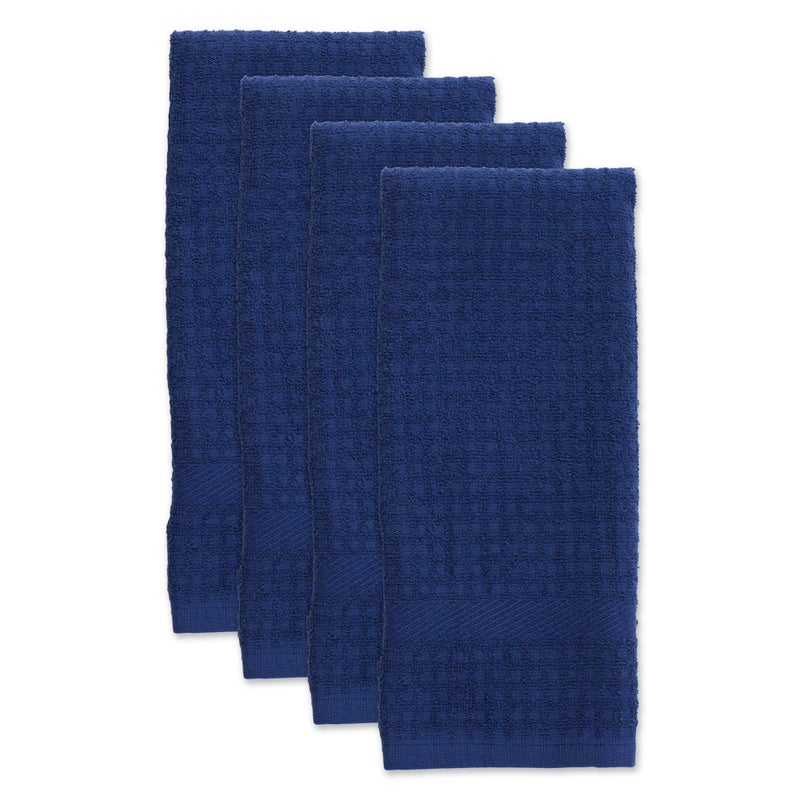 DII Basic Terry Collection Waffle Dishtowel Set  15x26  Solid Nautical Blue  4 Piece - Image 2