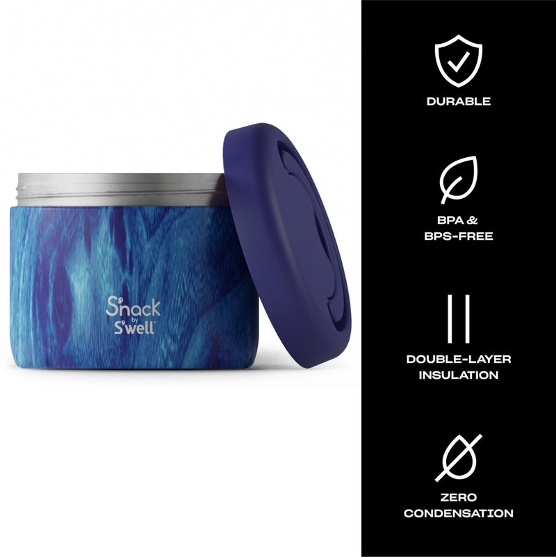 S'well S'nack by S'well Stainless Steel Food Container, 24 Oz, Azure Forest, Double-Layered Insulated Bowls, BPA-Free - Image 5
