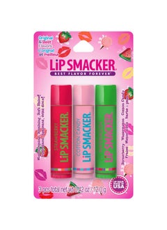 Lip Smacker Lip Smackers Flavored Lip Balm Original & Best - Moisturizing, Soothing Trio Strawberry, Watermelon, & Cotton Candy 