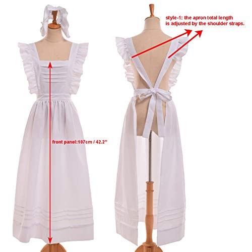 GRACEART Edwardian Victorian Maid Pinafore Apron Style-1(Thickiy ronior Fabric) - Image 2