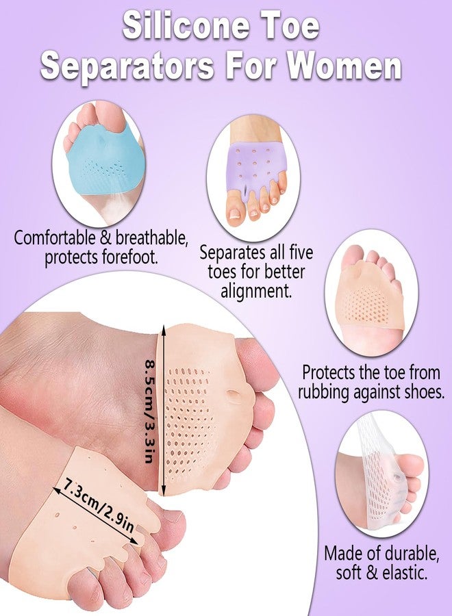 Kunal 4 Pairs Silicone Toe Separators,Bunion Correctors for Men/Women - Soft Breathable Gel Cushions to Straighten Overlapping & Crooked Toes, Hallux Valgus Relief - Image 2