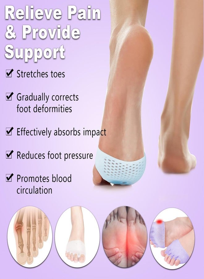 Kunal 4 Pairs Silicone Toe Separators,Bunion Correctors for Men/Women - Soft Breathable Gel Cushions to Straighten Overlapping & Crooked Toes, Hallux Valgus Relief - Image 4