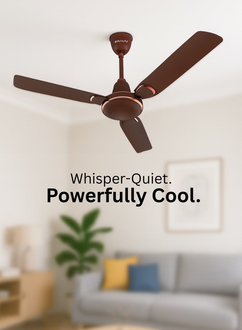 Trendy EE 1200mm Ceiling Fan – | Premium Walnut, High-Speed Motor, Energy Efficient, Double Ball Bearing, Strong Air Delivery for Homes & Offices 53 W 251144EE RUSTIC COPPER