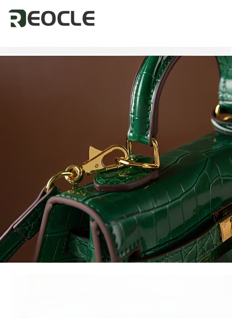 REOCLE Women's Shoulder Bags with Crocodile Print Top Handle Satchel Handbag Crossbody for School & Office & Travel & Work - Image 3