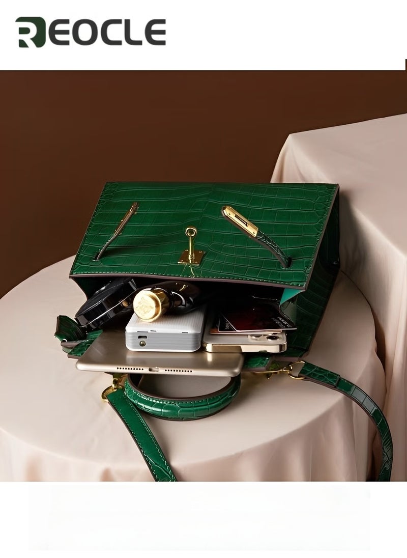 REOCLE Women's Shoulder Bags with Crocodile Print Top Handle Satchel Handbag Crossbody for School & Office & Travel & Work - Image 2