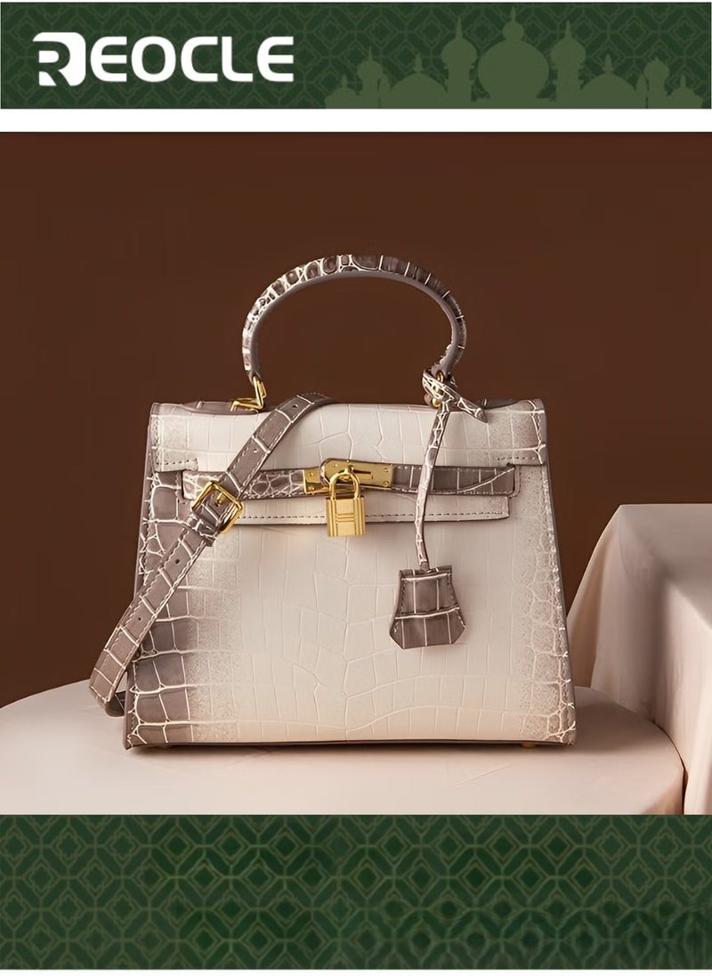 REOCLE Women's Shoulder Bags with Crocodile Print Top Handle Satchel Handbag Crossbody for School & Office & Travel & Work - Image 1