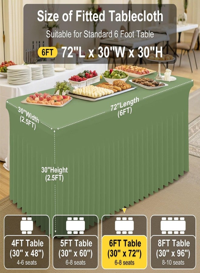 Smiry Spandex Tablecloth, Elastic Fitted Stretch Tablecloth for 6FT Rectangle Tables, Waterproof Washable Table Cover Skirt for Outdoor, Wedding, Banquet & Parties (Sage Green, 72Lx30Wx30H Inch) - Image 4