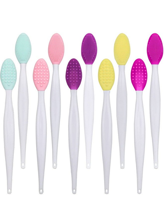 yuntop 10 Pieces Doublesided Silicone Exfoliating Lip Brush Soft Cleaning Tool For Lips Nose Lip Skin Exfoliator Tool For Smoother & Fuller Appearance Lip Scrubber Tool Facial Cleansing Brush (Mixed Colors)  - Image 1
