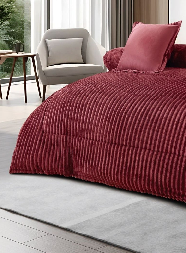 مينج لي مفرش سرير شتوي نفرين بتصميم هندسي مصنوع من الفرو الناعم مكون من 8 قطع ( 1 مفرش +1 شرشف مطاط للمرتبة + 4 كيس مخدة +2 كيس للوسادة المربعة ) مقاس المفرش 230X250 سم - Image 3