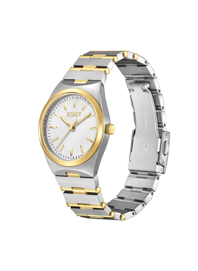 إكستاسي Women's Analog Display Watch With Gold Stainless Steel Strap - E24501-TBTM